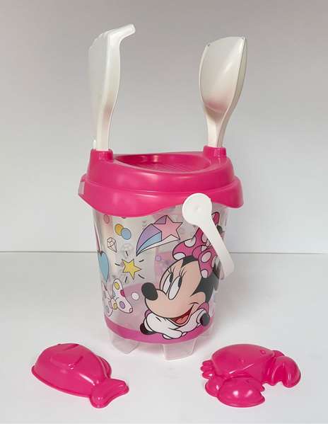 Unice Cubo Playa Castillo Minnie Transparente con Cedazo, Pala, Rastrillo y Moldes