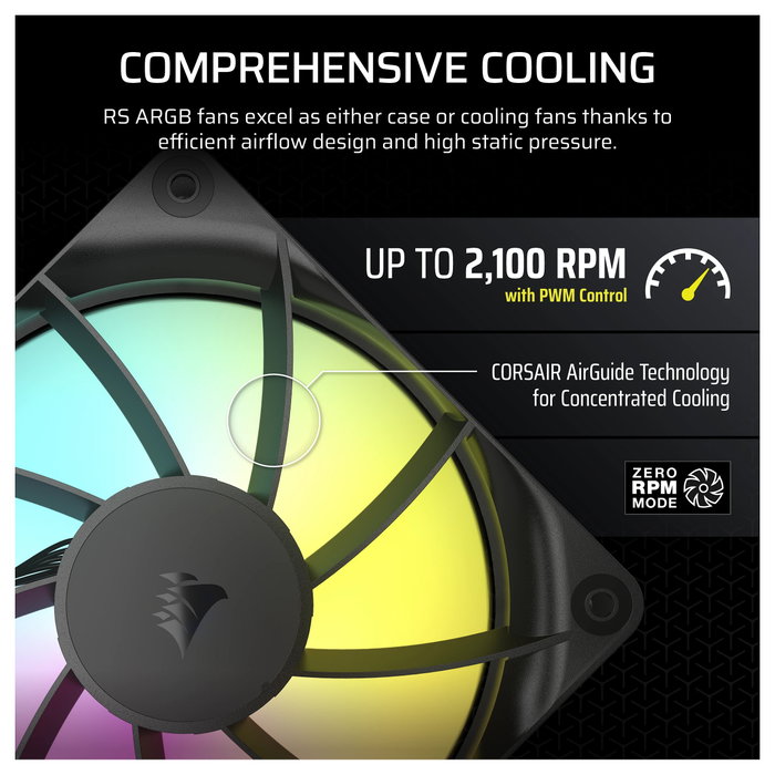 Corsair RS120 ARGB Pack de 3 Ventiladores de 120 mm Negro Corsair RS120 ARGB Pack de 3 Ventiladores de 120 mm Negro