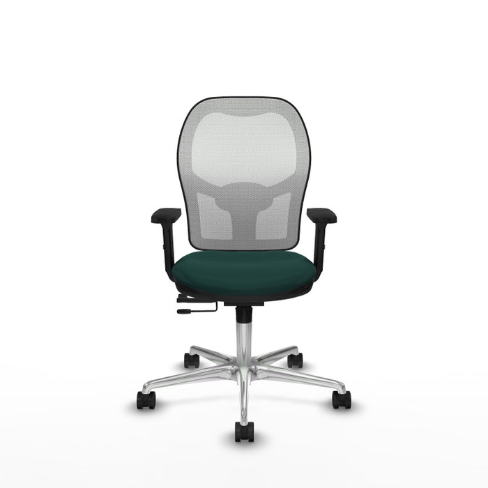 PIQUERAS Y CRESPO Silla de oficina Jorquera con mecanismo Sincro/Traslack, Verde botella y Blanco