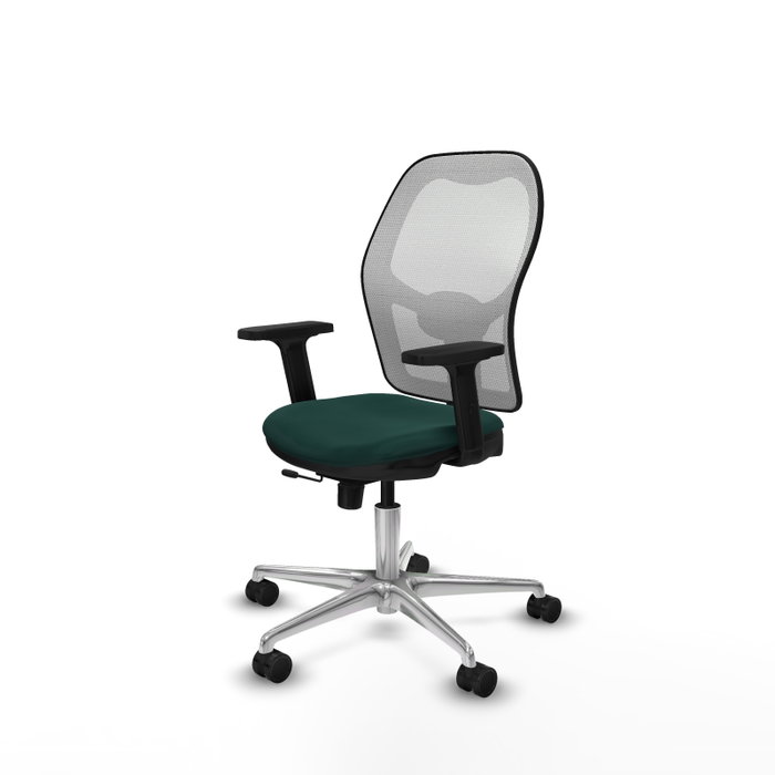 PIQUERAS Y CRESPO Silla de oficina Jorquera con mecanismo Sincro/Traslack, Verde botella y Blanco