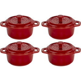 Staub Mini Cocotte Set de 4 piezas redondo, Cerámica, Cherry Red