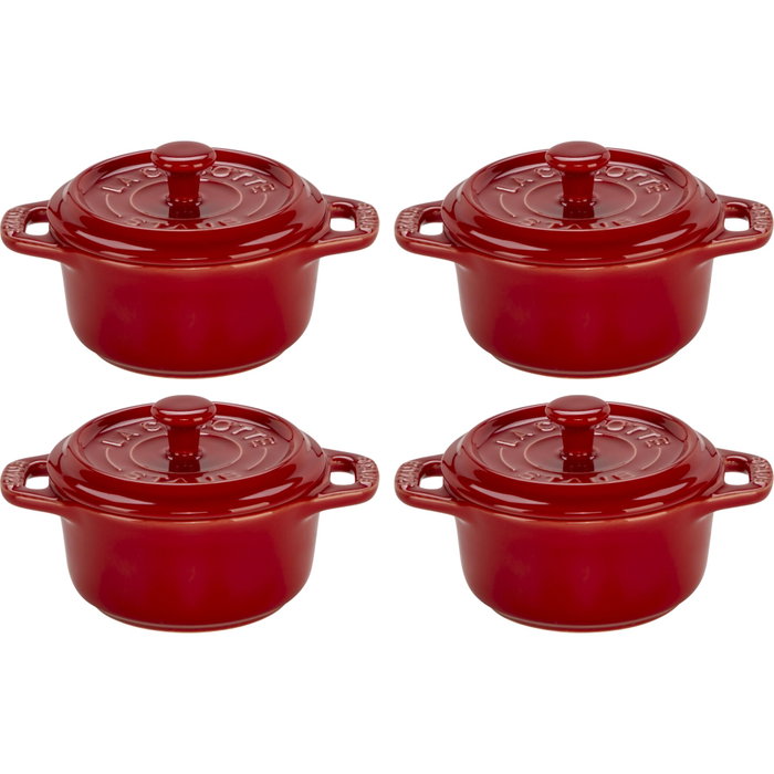 Staub Mini Cocotte Set de 4 piezas redondo, Cerámica, Cherry Red Staub Mini Cocotte Set de 4 piezas redondo, Cerámica, Cherry Red