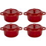 Staub Mini Cocotte Set de 4 piezas redondo, Cerámica, Cherry Red