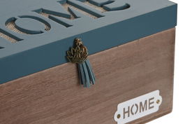 DKD Home Decor Caja Oriental Natural Verde 22 x 10 x 22 cm