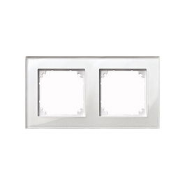 MERTEN 489219 Marco de Cristal Real M-PLAN 2f, Color Blanco Brillante, para Interruptor o Toma de Corriente
