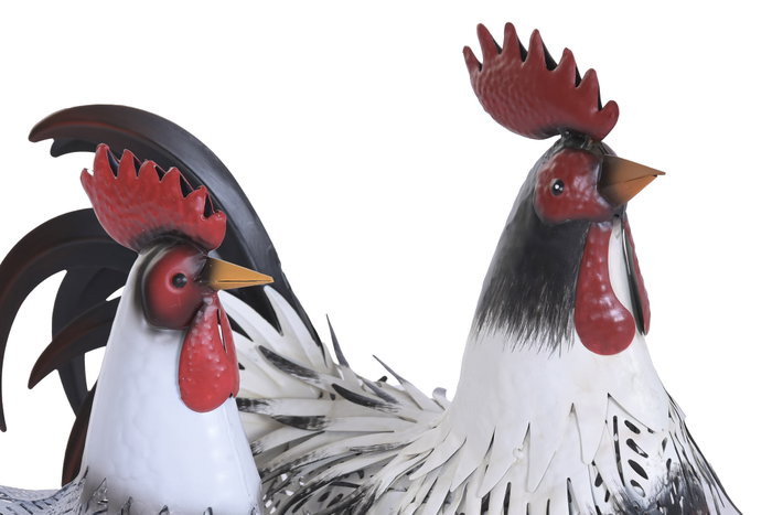 DKD Home Decor Figura de Metal Gallo Surtido de 2 Unidades