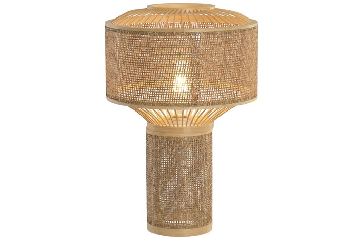 DKD Home Decor Lampara Sobremesa Urban Marron Bambu 26x40x26 cm