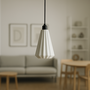 LINDOR Lámpara Colgante LED E27 Blanco y Negro Diseño Artesanal Cable Ajustable