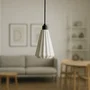 Lindor Lámpara Colgante Blanco/Florón Negro/Cable Negro, Diseño Moderno y Ecológico, Compatible con LED E27