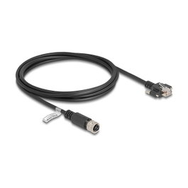 DeLOCK Cable M12 D-codificado 4 pines hembra a RJ45 macho Cat.5e FTP 2 m Negro