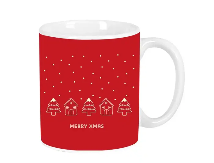 Safta Taza Grande Casitas Merry Xmas de Cerámica