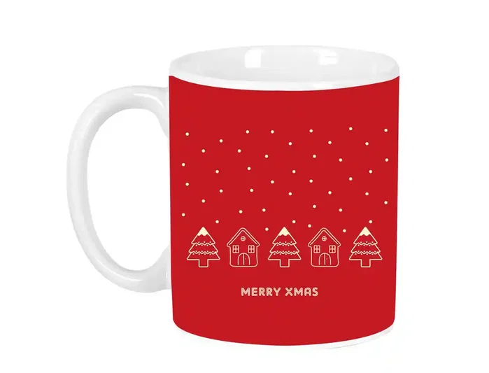 Safta Taza Grande Casitas Merry Xmas de Cerámica