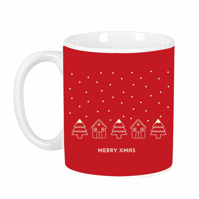Safta Taza Grande Casitas Merry Xmas de Cerámica