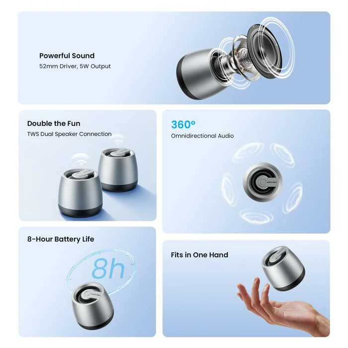 Vention Omni O11 NDCI0 Altavoz Bluetooth 5W Plata