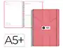 Antartik Agenda Escolar 2026-2027 Bilingüe Español, Espiral, Día Página A5+, Color Rosa Coral, Papel FSC 80 g, Con Gomilla y Bolsillo