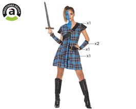 Disfraz Escocesa Mujer Adulto William Wallace Azul M-L