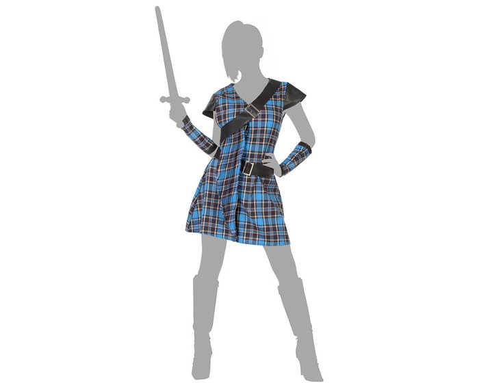 Disfraz Escocesa Mujer Adulto William Wallace Azul M-L
