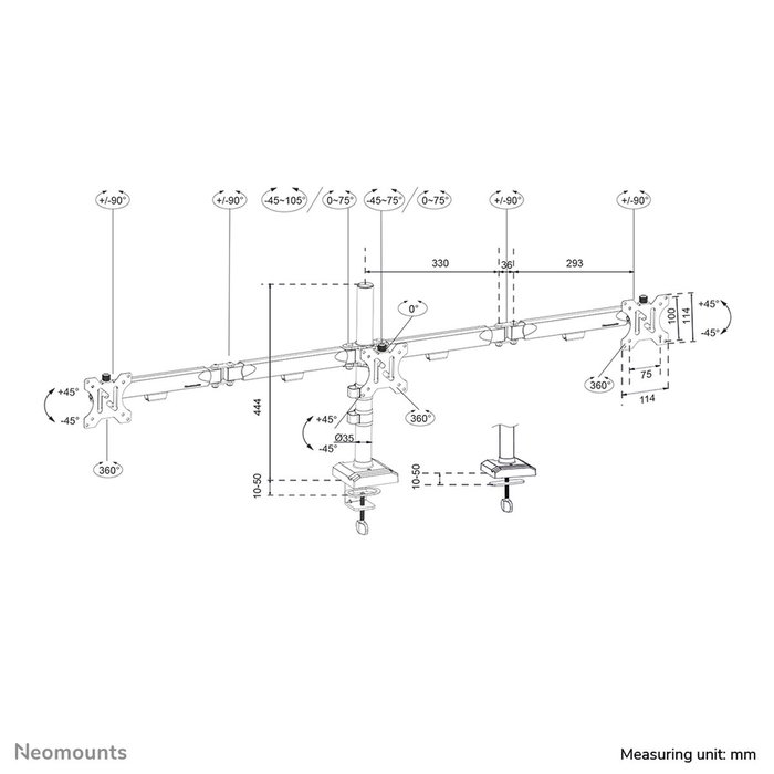 Soporte de Mesa para Pantalla Neomounts DS60-600BL3 10" 27"