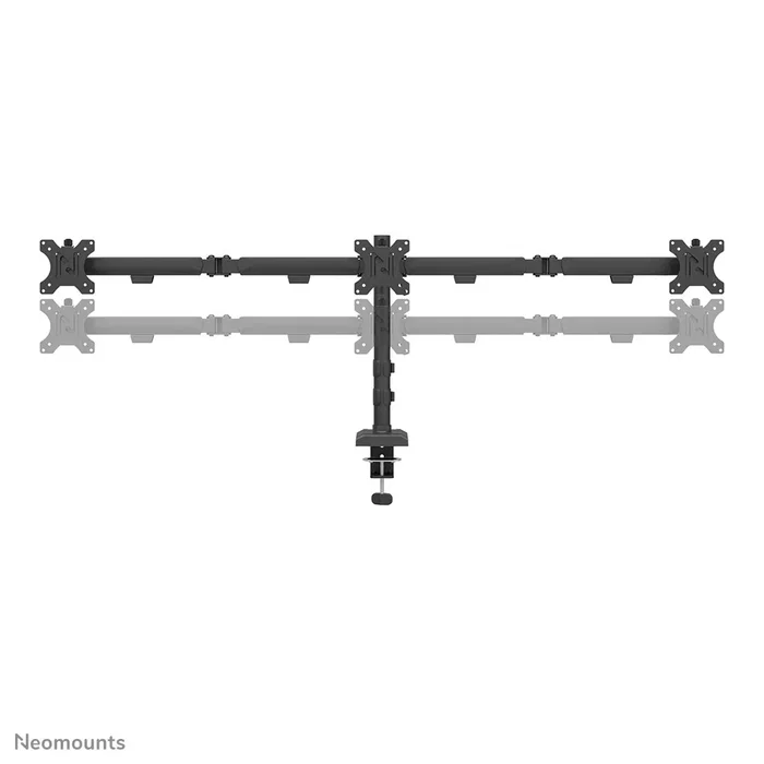Neomounts DS60-600BL3 Soporte para 3 Monitores de hasta 27" con Brazo de Escritorio, Ajuste de Inclinación, Rotación y Giro Completo, Quick-Fix, VESA 75/100, Negro