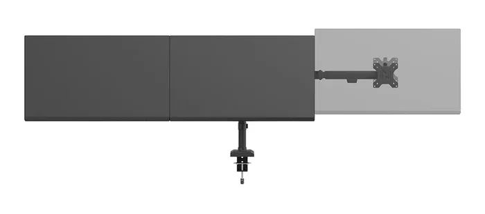 Neomounts DS60-600BL3 Soporte para 3 Monitores de hasta 27" con Brazo de Escritorio, Ajuste de Inclinación, Rotación y Giro Completo, Quick-Fix, VESA 75/100, Negro