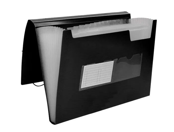 Liderpapel Carpeta Clasificador Fuelle Polipropileno Negro Opaco DIN A4 13 Departamentos