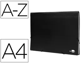 Liderpapel Carpeta Clasificador Fuelle Polipropileno Negro Opaco DIN A4 13 Departamentos