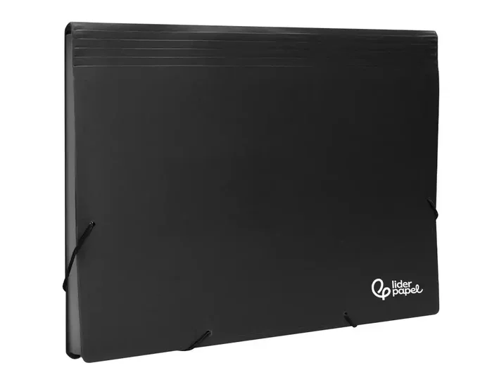 Liderpapel Carpeta Clasificadora Fuelle Polipropileno DIN A4 Negro Opaco 13 Departamentos