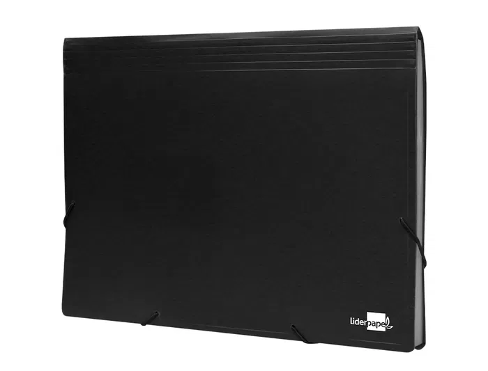Liderpapel Carpeta Clasificador Fuelle Polipropileno Negro Opaco DIN A4 13 Departamentos