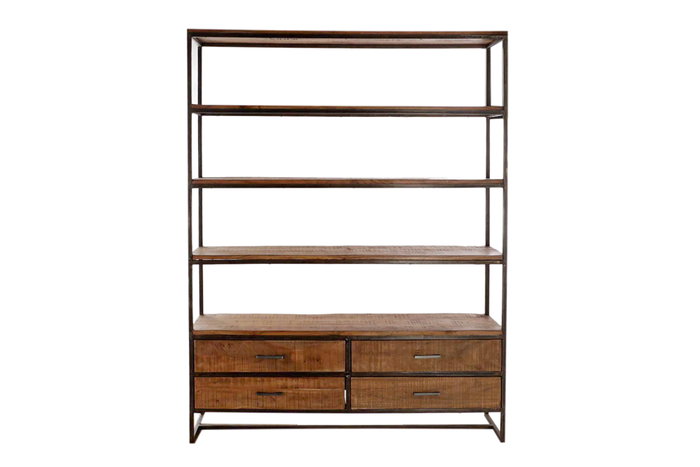 DKD Home Decor Estantería de Acacia y Metal Marrón 145x35x188