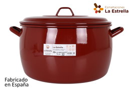 La Estrella Olla Abombada con Tapa 32 cm - 16 L "Teja" (2 Unidades)