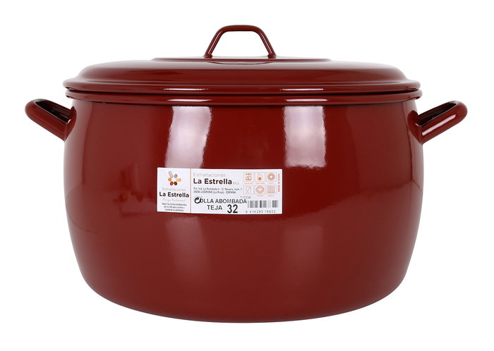 La Estrella Olla Abombada con Tapa 32 cm - 16 L "Teja" (2 Unidades)