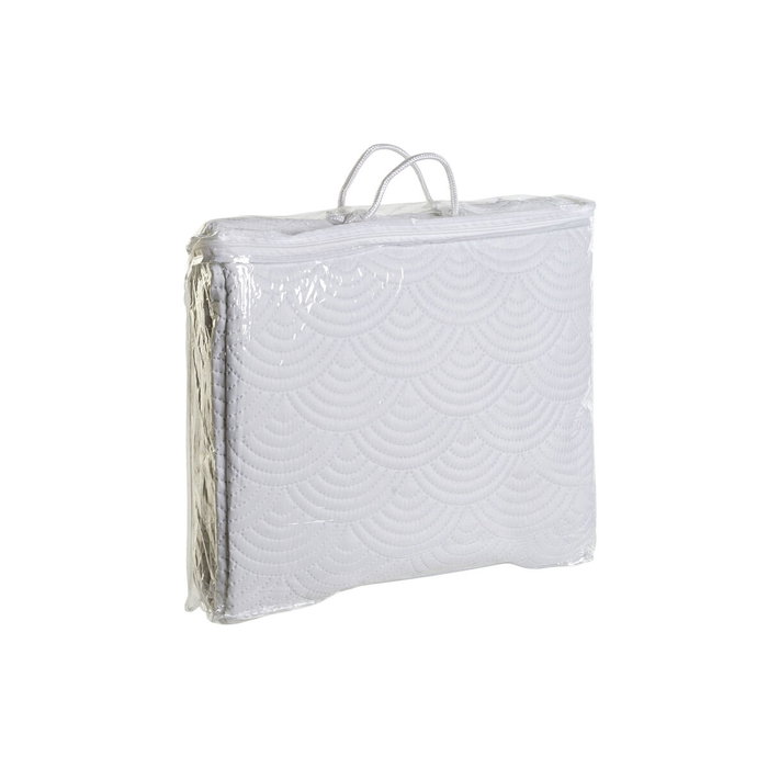 DKD Home Decor Colcha de Poliéster Blanca con Bordado de Arcos, 180x260x1 cm DKD Home Decor Colcha de Poliéster Blanca con Bordado de Arcos, 180x260x1 cm