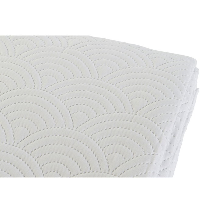 DKD Home Decor Colcha de Poliéster Blanca con Bordado de Arcos, 180x260x1 cm DKD Home Decor Colcha de Poliéster Blanca con Bordado de Arcos, 180x260x1 cm