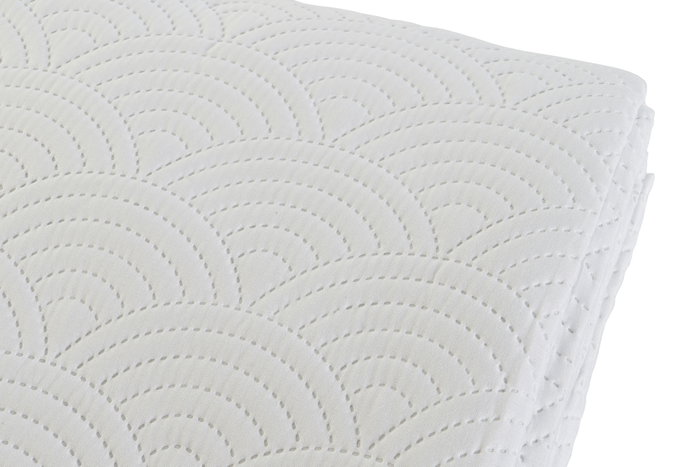 DKD Home Decor Colcha de Poliéster Blanca con Bordado de Arcos, 180x260x1 cm