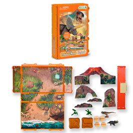 Collecta Libro-Juego Mundo Prehistórico A1216 Set Interactivo Maletín Figuras Accesorios Juego Educativo Niños +3 Años