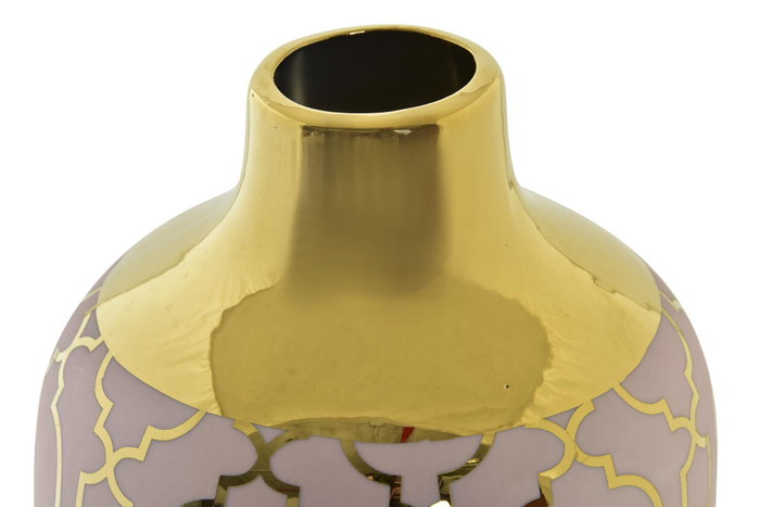 DKD Home Decor Jarrón de Porcelana Cromado Rosa y Dorado Zeman