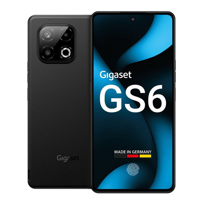 Gigaset GS6 Smartphone Android 15, 6.67" Pantalla OLED 120Hz, 8GB RAM 128GB, Triple Cámara 64MP, Batería 5300 mAh, 5G, Color Negro