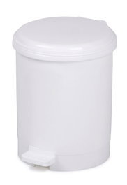 CEP Papelera de plástico blanca con tapa de pedal de 20 litros