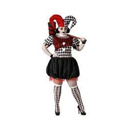 BigBuy Carnival Disfraz de Arlequín Blanco y Negro con Gorro para Mujer Adulto XXL