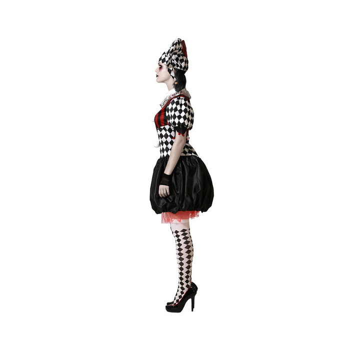 BigBuy Carnival Disfraz de Arlequín Blanco y Negro con Gorro para Mujer Adulto XXL