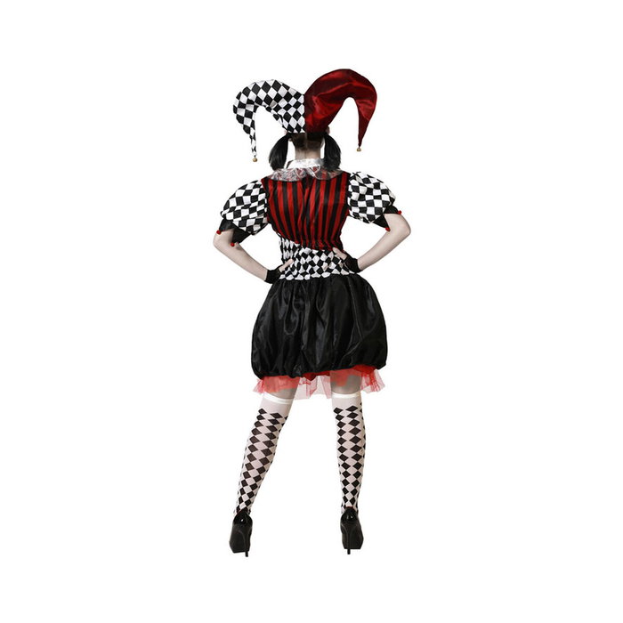 BigBuy Carnival Disfraz de Arlequín Blanco y Negro con Gorro para Mujer Adulto XXL