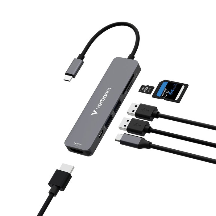 Verbatim USB-C Essentials Multi-Port Hub de 6 puertos con lector de tarjetas