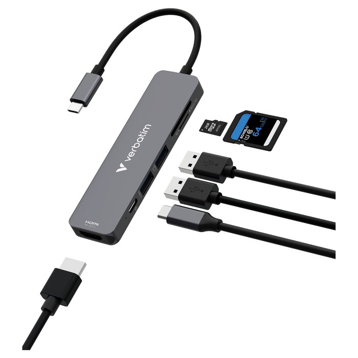 Verbatim USB-C Essentials Multi-Port Hub 6 Puertos con Lector de Tarjetas