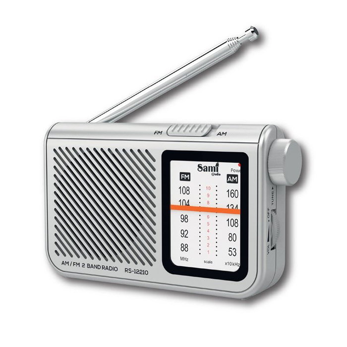 SAMI Radio Portátil con Ruedas XL, 2 Bandas, Recepción H, Color Plata