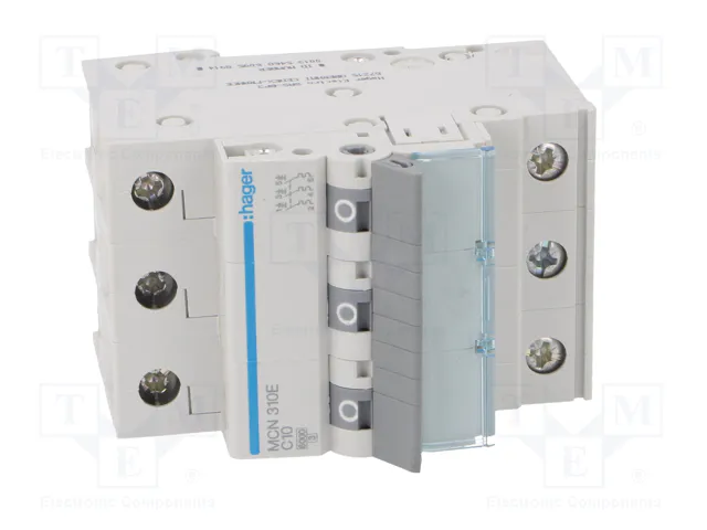 HAGER MCN310E Interruptor magnetotérmico 3 polos 10A 6kA HAGER MCN310E Interruptor magnetotérmico 3 polos 10A 6kA