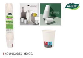 Algon Set 40 Vasos Cartón Chupito Blanco 50cc (36 Unidades)