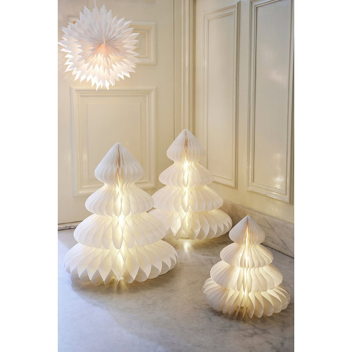Lumineo Árbol de papel blanco con 20 leds y temporizador