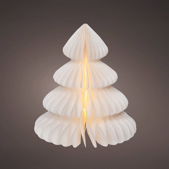 Lumineo Árbol de Papel Blanco con 20 LEDs, Luz Cálida Fija, Temporizador 6h/18h, Ø24 x 28 cm, Funciona a Pilas Lumineo Árbol de Papel Blanco con 20 LEDs, Luz Cálida Fija, Temporizador 6h/18h, Ø24 x 28 cm, Funciona a Pilas