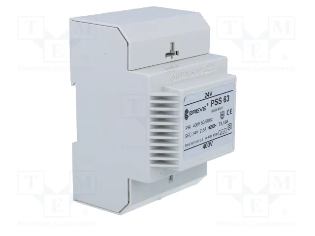 BREVE TUFVASSONS Transformador de red 63VA 400V AC a 24V