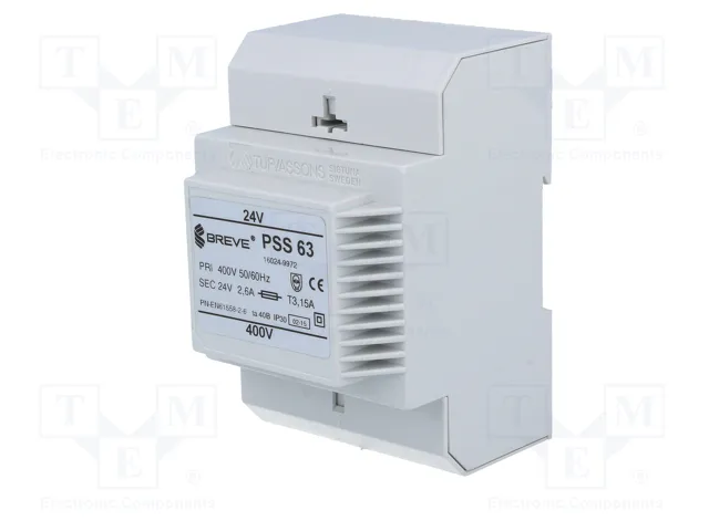 BREVE TUFVASSONS Transformador de red 63VA 400V AC a 24V